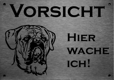 Edelstahl Warnschild Cane Corso VORSICHT Hier wache ich!